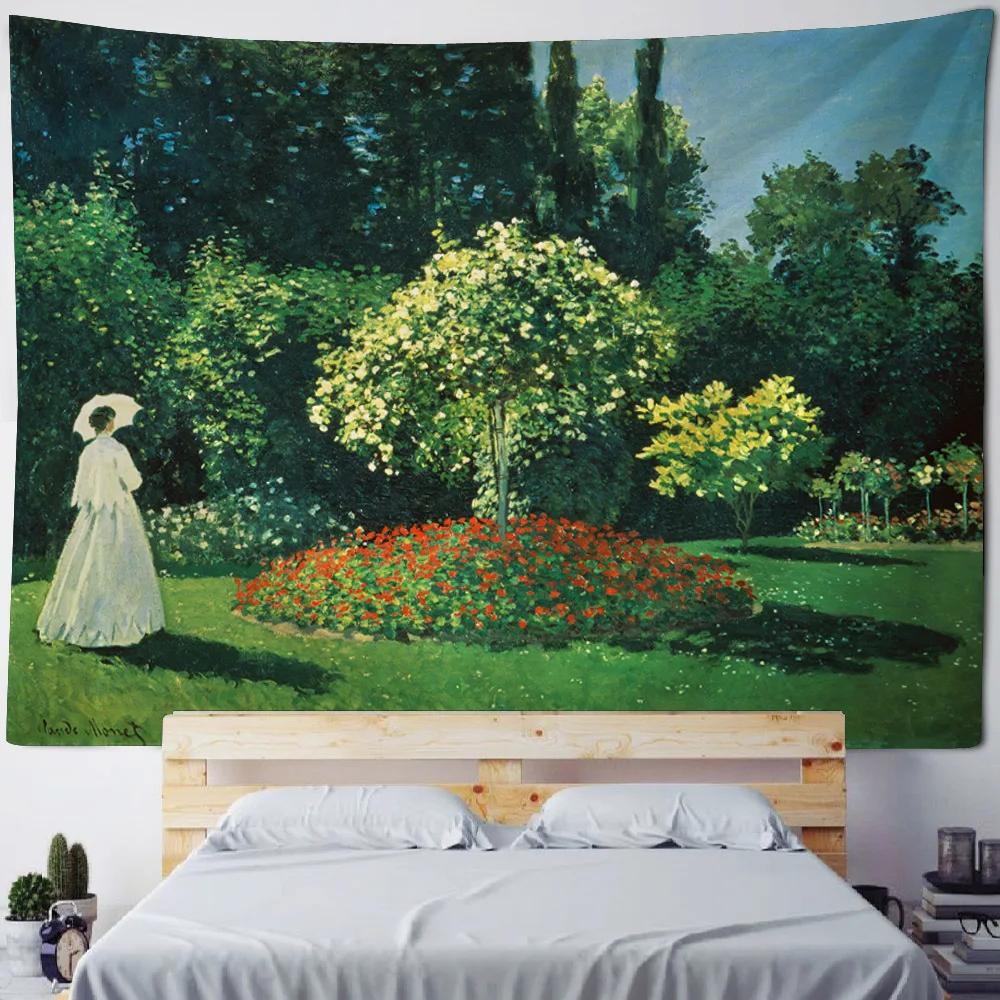Vintage Tapestry, Art Poster, Lotus Wall Hanging, Van Gogh Oil Painting, Aesthetic Tapestry, Living Room And Bedroom Decoration