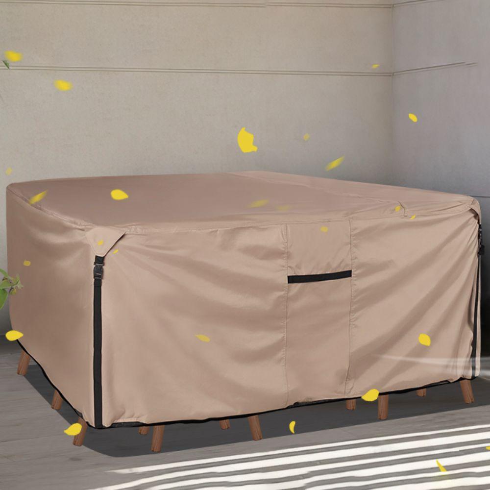 Waterproof Patio Table Cover Sun Protection with Air Vents Furniture Dust Cover Cloth Oxford Cloth Buckle Garden Furniture Cover