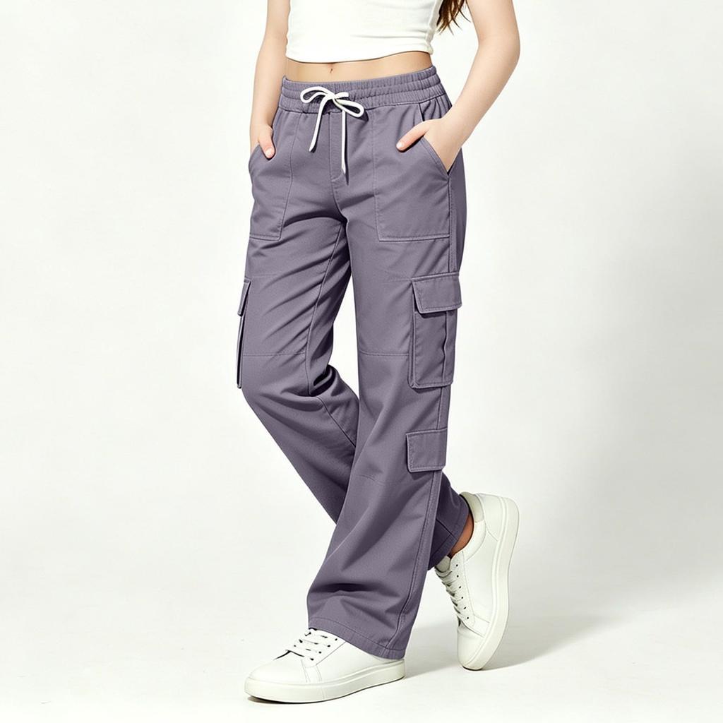 Children's Color Multi-Pocket Cargo Pants Casual Versatile Everyday Wear for Boys and Girls