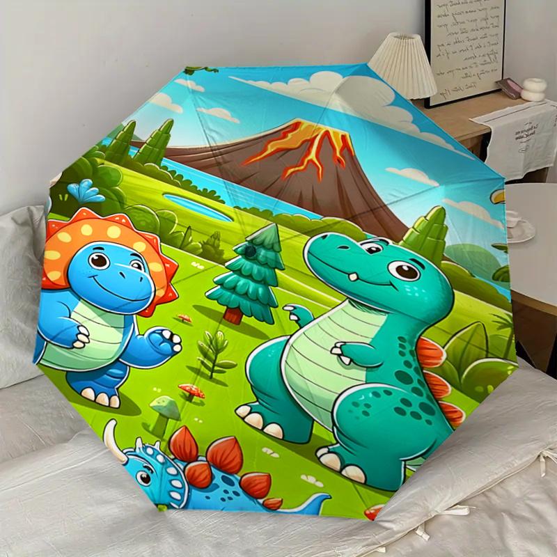 Dinosaur Adventure:Automatic Opening/Closing Umbrella with Foldable Design,Outdoor Rain Gear for Fans,Travelers&Daily Use Perfect Gif