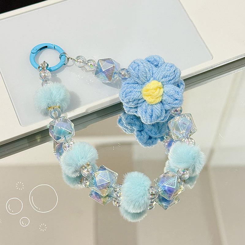 

Милый ремешок для телефона с защитой от потери, креативная цепочка для телефона с волосяным шариком, милая шерстяная цепочка для телефона с бусинами, подвесное украшение для сумки