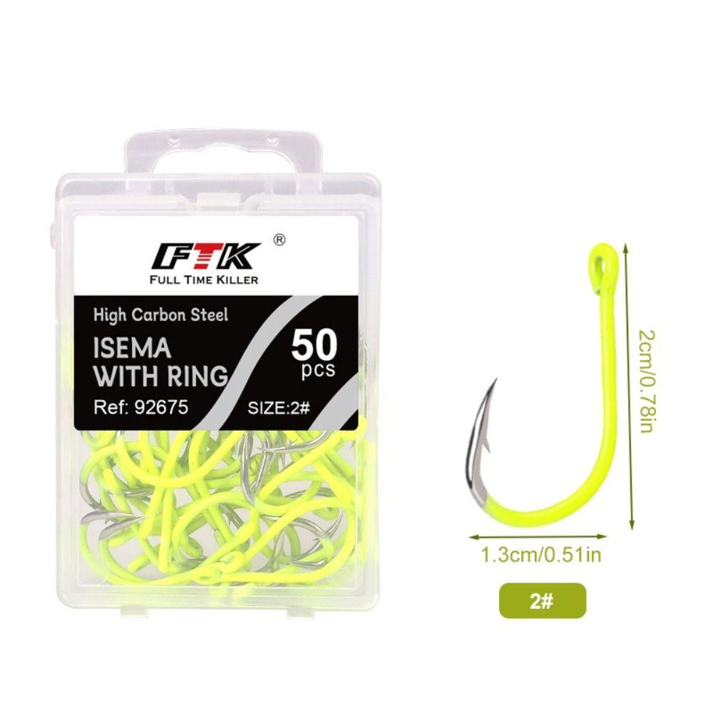 50pcs/box Anti-rust Barbed Fishing Hooks With Barb Fluorescence Hook  Sea Fishing Tackle