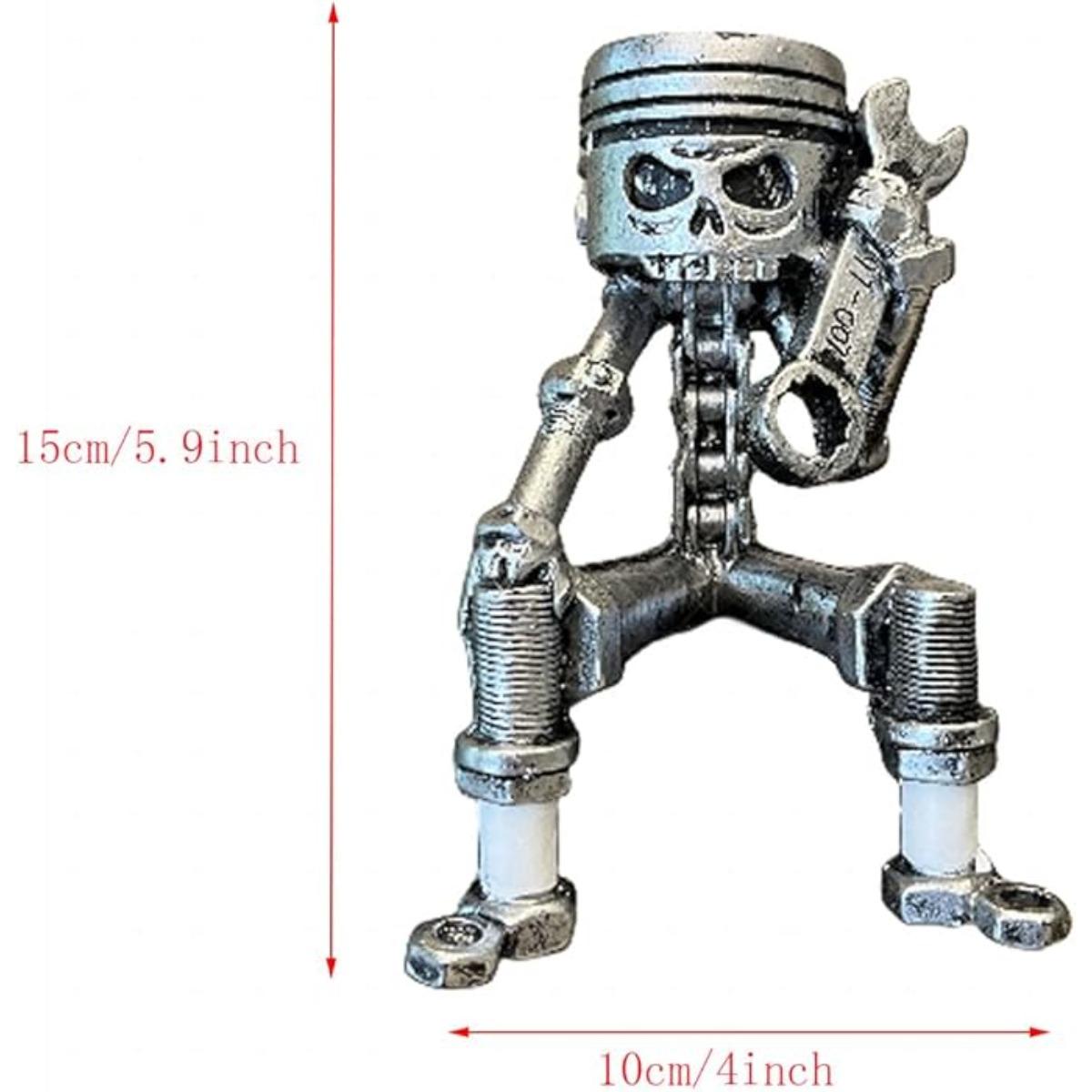 

1 шт., художественная статуэтка в виде черепа, резной поршень, скульптура в виде черепа, статуя из смолы, основа для шестеренок, украшение для офиса и дома автолюбителя Style 2 серебряный