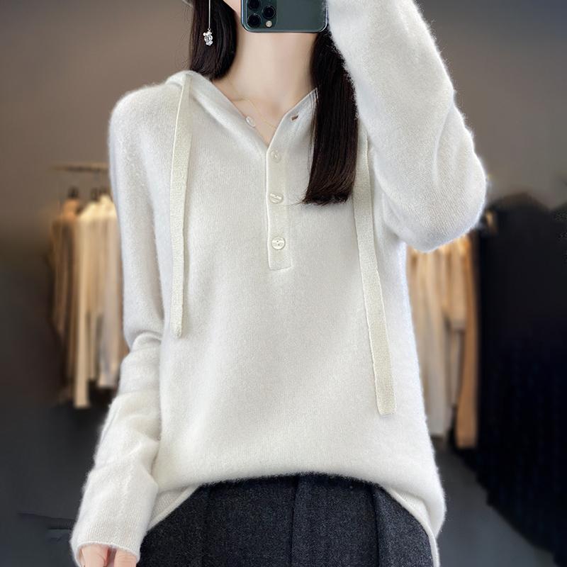 Women's Cashmere Sweater Qinghe Cashmere 30% Cashmere 70% Wool Women's Autumn and Winter Cashmere Pullover Soft and Warm
