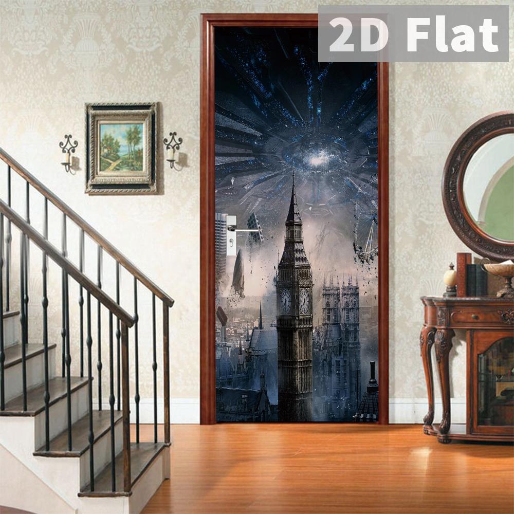 76Style 77/90cm Self-Adhesive Door Stickers Removable Wall Sticker Scenery Wallpaper Stone Stair Murals for Doors Modern Home Decor