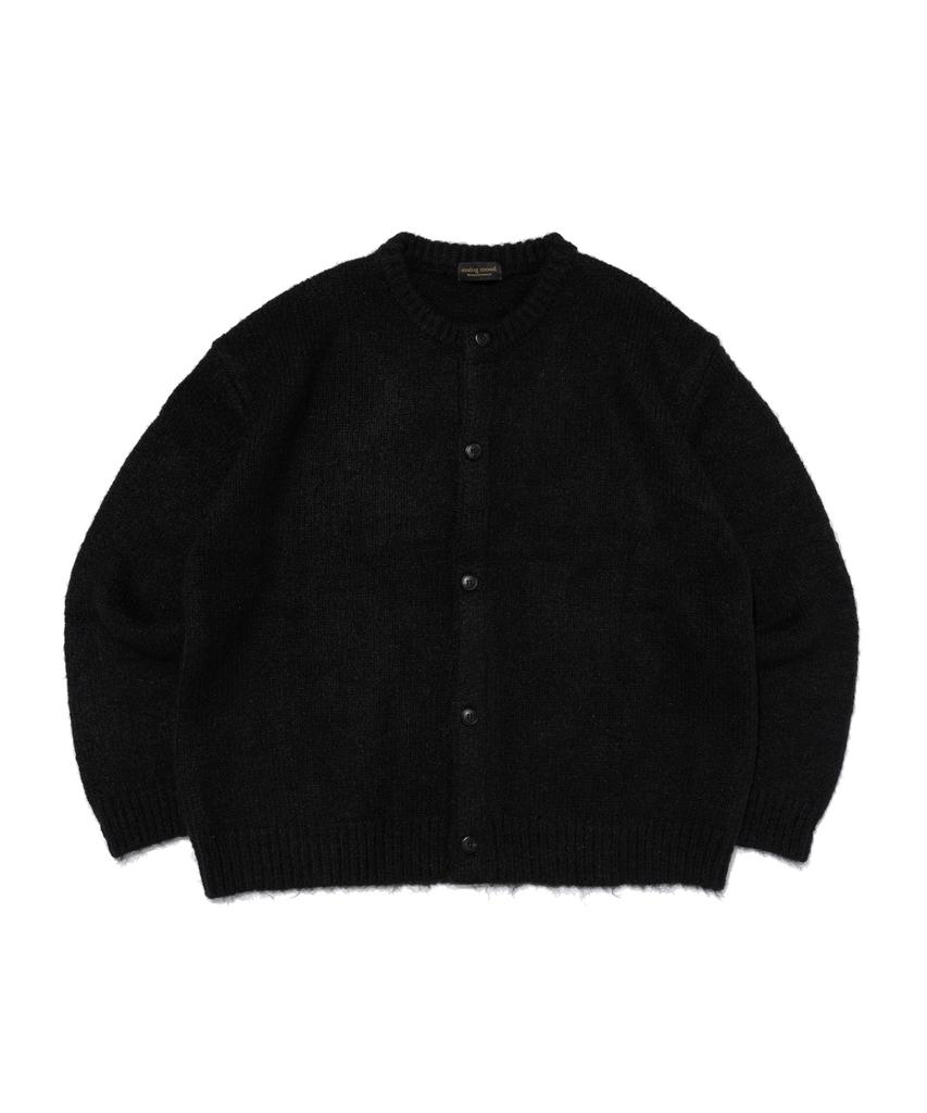 Analog Mood (Unisex) Wool Round Back Knit Cardigan (Black)