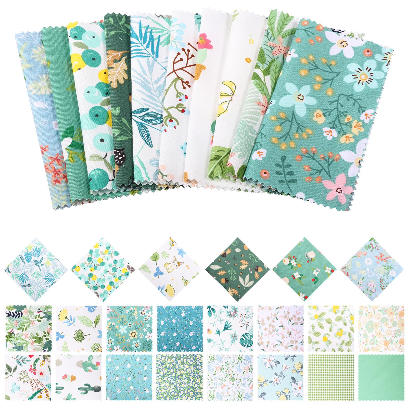 126 шт. Квадраты Хлопчатобумажная Ткань для Рукоделия Ткани для DIY Набор Лоскутное Шитье Пэчворк Шитьё Предварительно Вырезанная Стеганая Ткань Цветочный Пэчворк 12.7x12.7cm зелёный