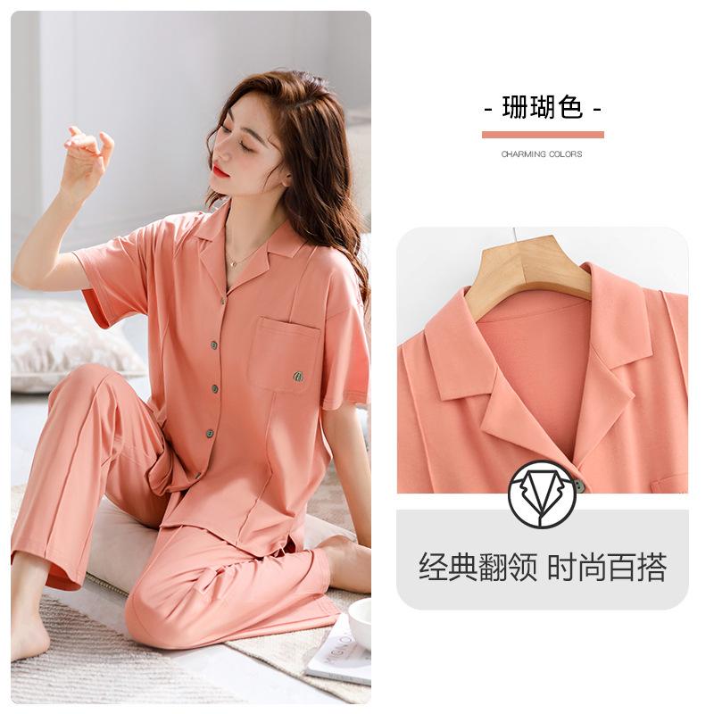 [Soft] Pajamas women's summer 100% pure cotton half-sleeved short-sleeved trousers loungewear summer summer suit