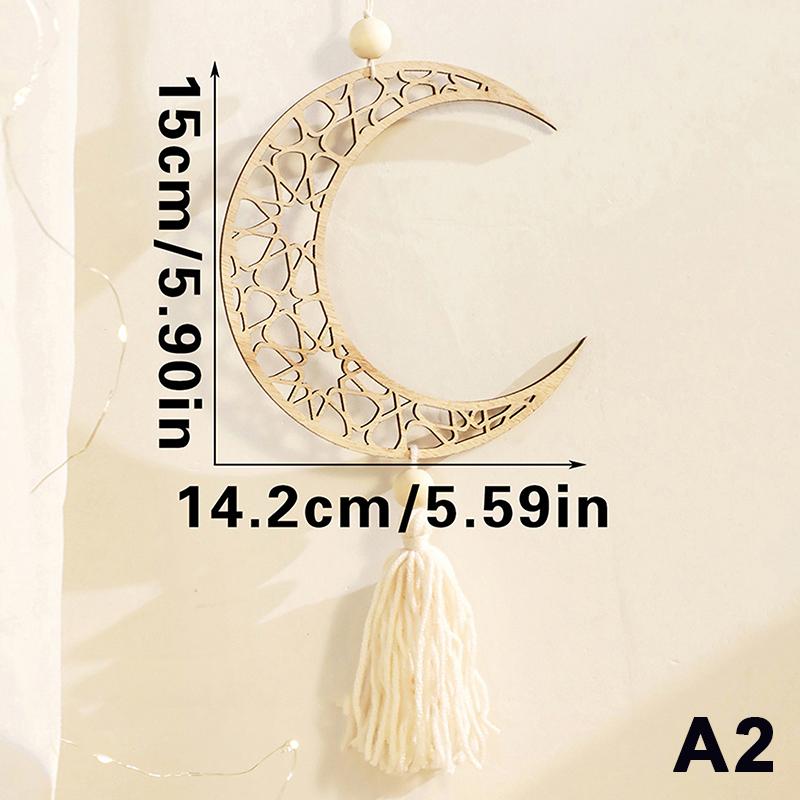 

Теплый Звездный Месяц Деревянные Украшения Деревянные Рамадан Подвесные Украшения с Кисточками Фон для Фотографии Украшение Домашний Настенный Декор