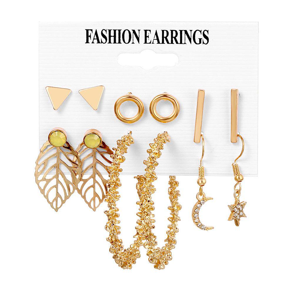 XP17 Gold Geometric Pearl Hoop Earring Set