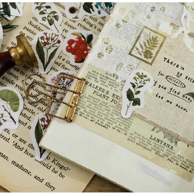 46 Pieces/box Plant Research Institute Boxed Stickers Scrapbook Album Diary Decorative Stickers Sealing Stickers Student Supplies