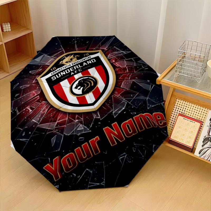 Sunderland FC Automatic 3‑Fold Umbrella 8‑Rib Windproof Folding Umbrella Sun Rain Protection For Outdoor Travel Daily Use