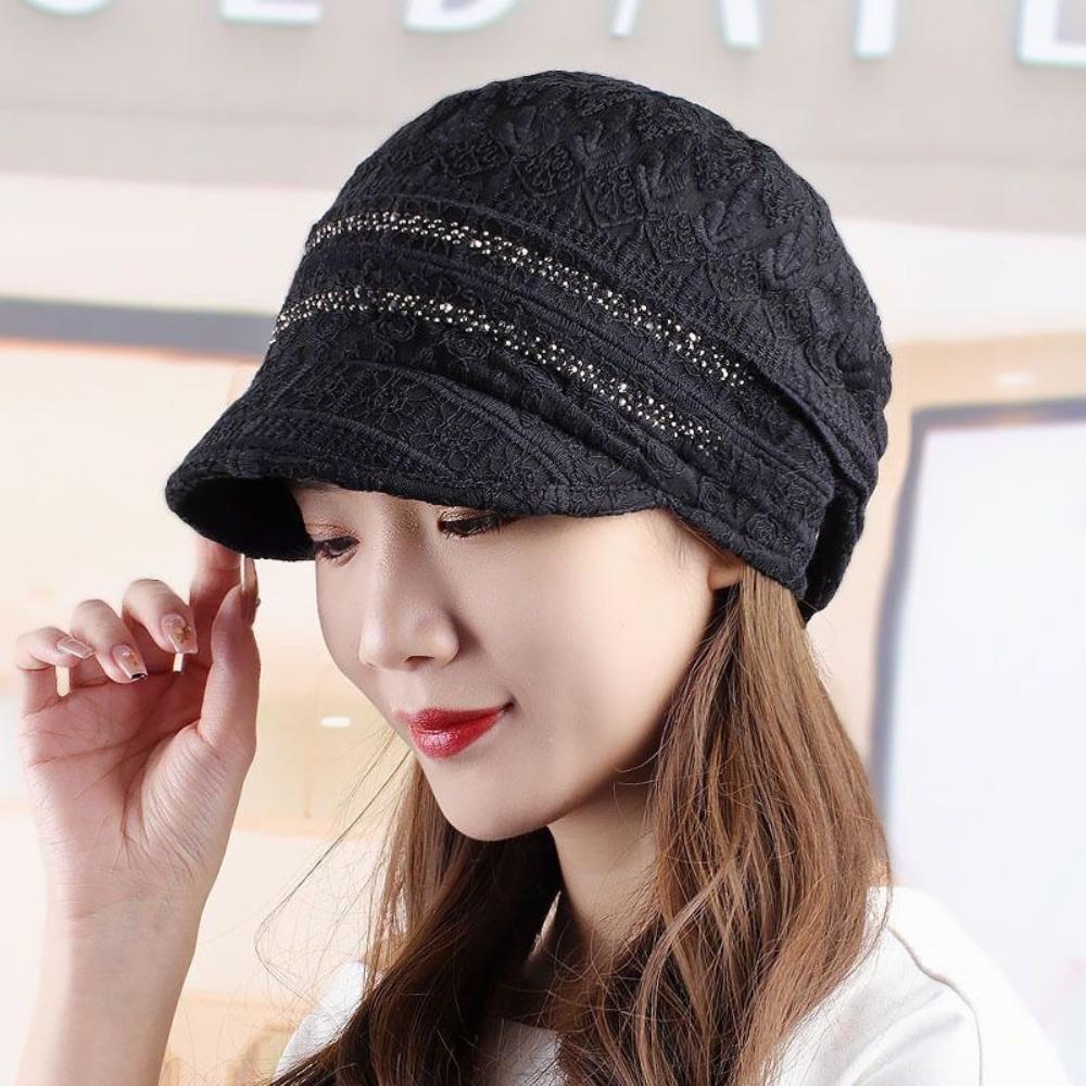 Embroidery Women Baseball Cap Breathable Turban Beanies Hat Flower Beanie Cap  Autumn Summer