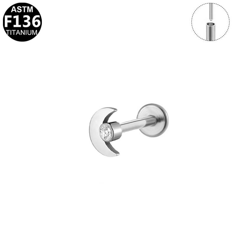 European and American F136 Titanium Alloy Zirconia Studs for Ear or Lip Piercing