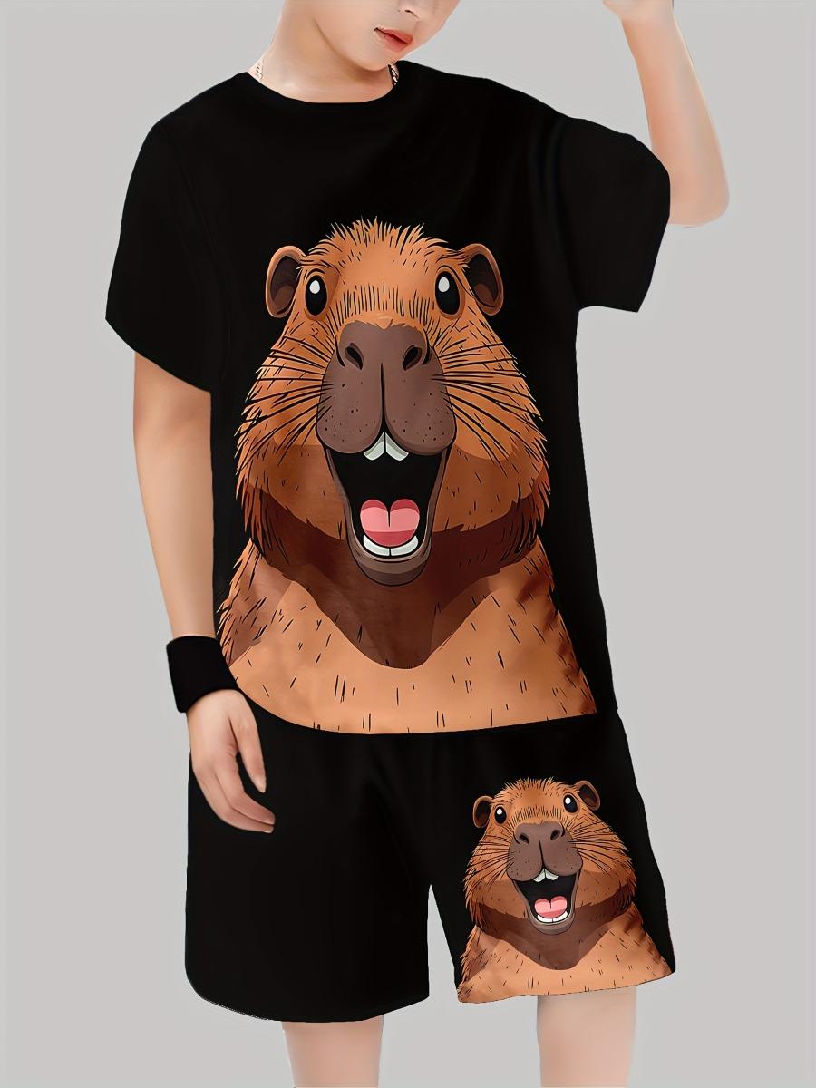 Летний Новый детский набор с 3D-печатью забавных узоров капибар Милое животное Капибара Детский набор 100