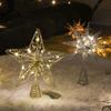 Hollow Snowflakes Christmas Trees Topper 3D Glitter Star Glowing Tree Topper Xmas Tree Ornament