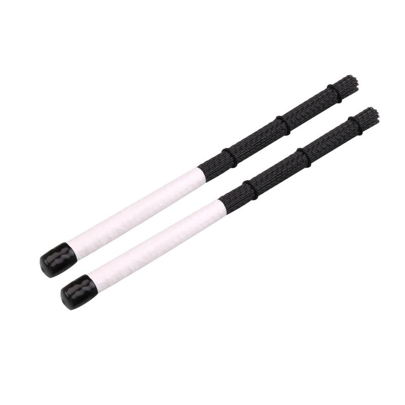 2pcs Jazz Drum Brushes Retractable Nylon Bristle Drum Sticks Percussion Drumsticks Musical Accessories for W/ Rubber Han