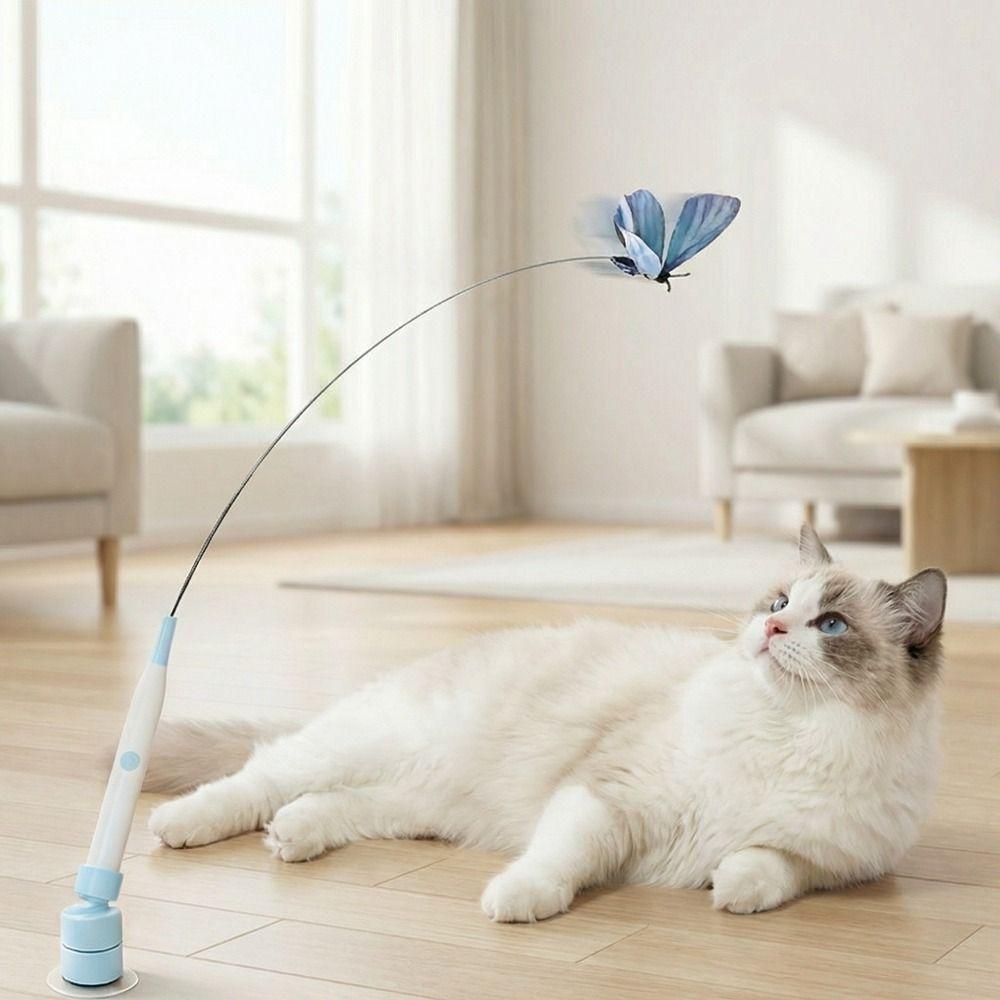 360° Swivel Electric Cat Toy Long Rod Self-entertaining Toy Handheld Cat Teasing Stick  Cat Teasing