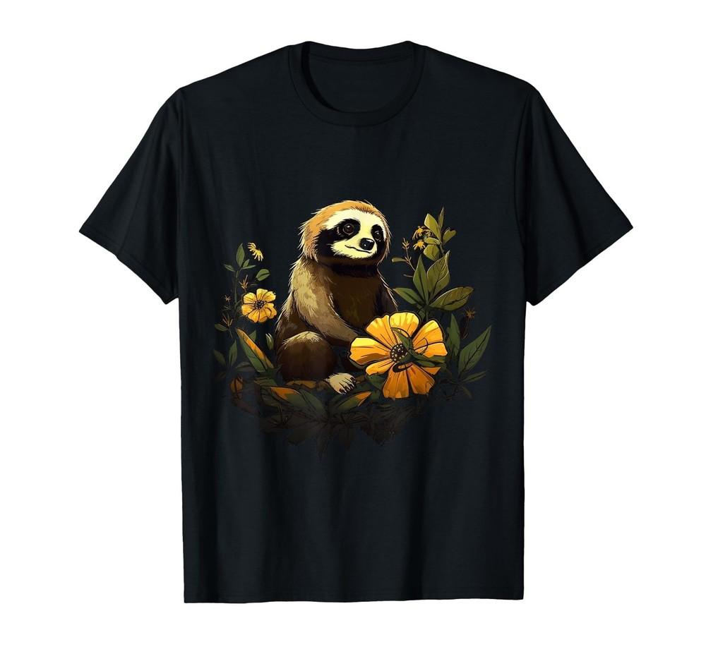 

Sloth flowers - animal art animal motif artwork sloth T-Shirt L