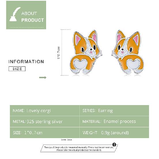 WOSTU 2021 925 Sterling Silver Animals Cute Lovely Corgi Stud Earrings For Women Fashion Party Jewelry CQE1281