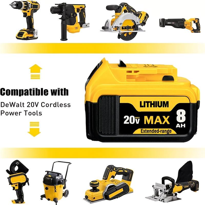 2-piece Set of 8.0Ah 20V Battery, 20V Battery Max Lithium-ion 8Ah Compatible with Dewalt Battery DCB200, DCB205 DCB206 DCB204 and Other Series