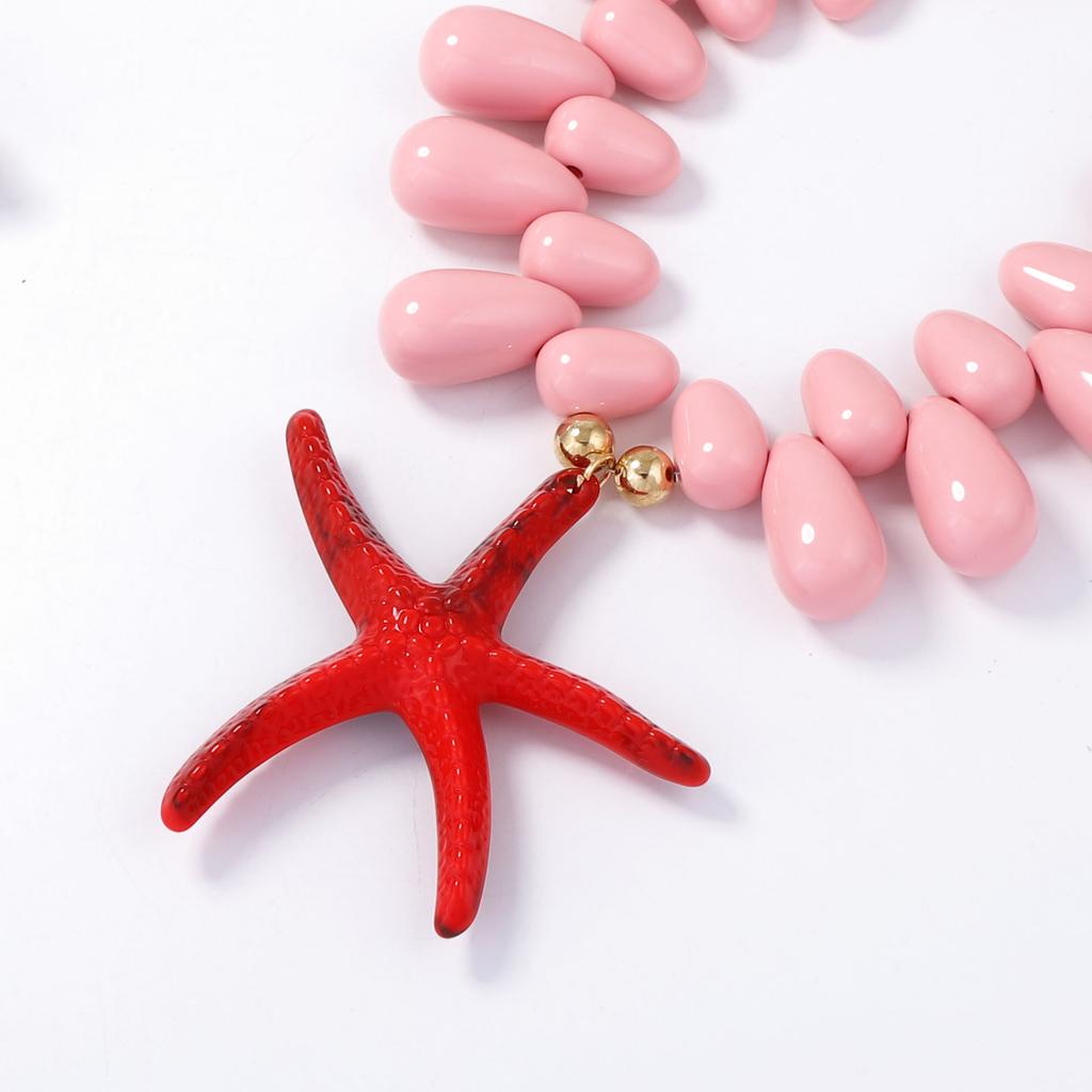 Ocean Leisure Vacation Style Colorful Exaggerated Starfish Pendant Necklace