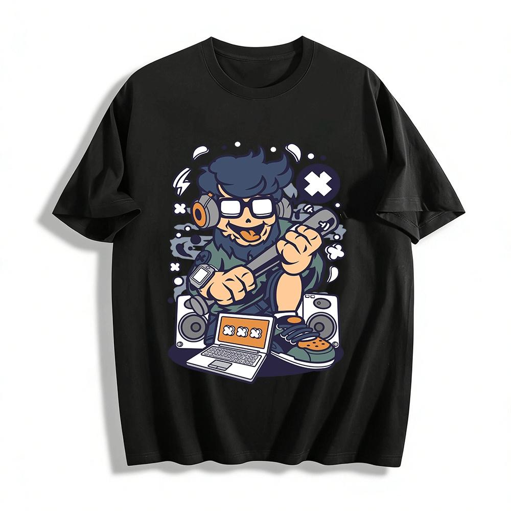 

Funny Music Guy Graphic Casual T-Shirt Pure cotton T-shirt XXS