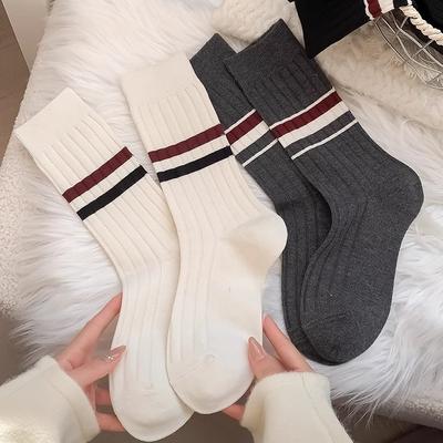 Meias Longas Femininas Outono e Inverno Quentes Tendência Estilo Retro Simples Vento College