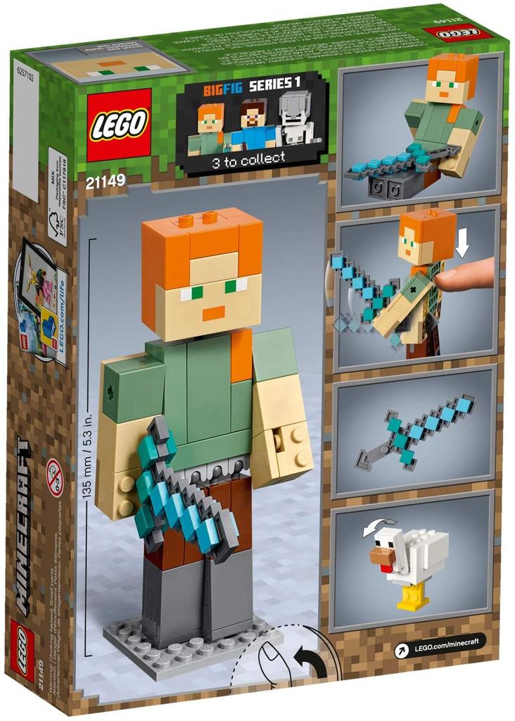 LEGO Minecraft Big Fig Alex and Chicken 21149 Building Blocks Toy for Boys