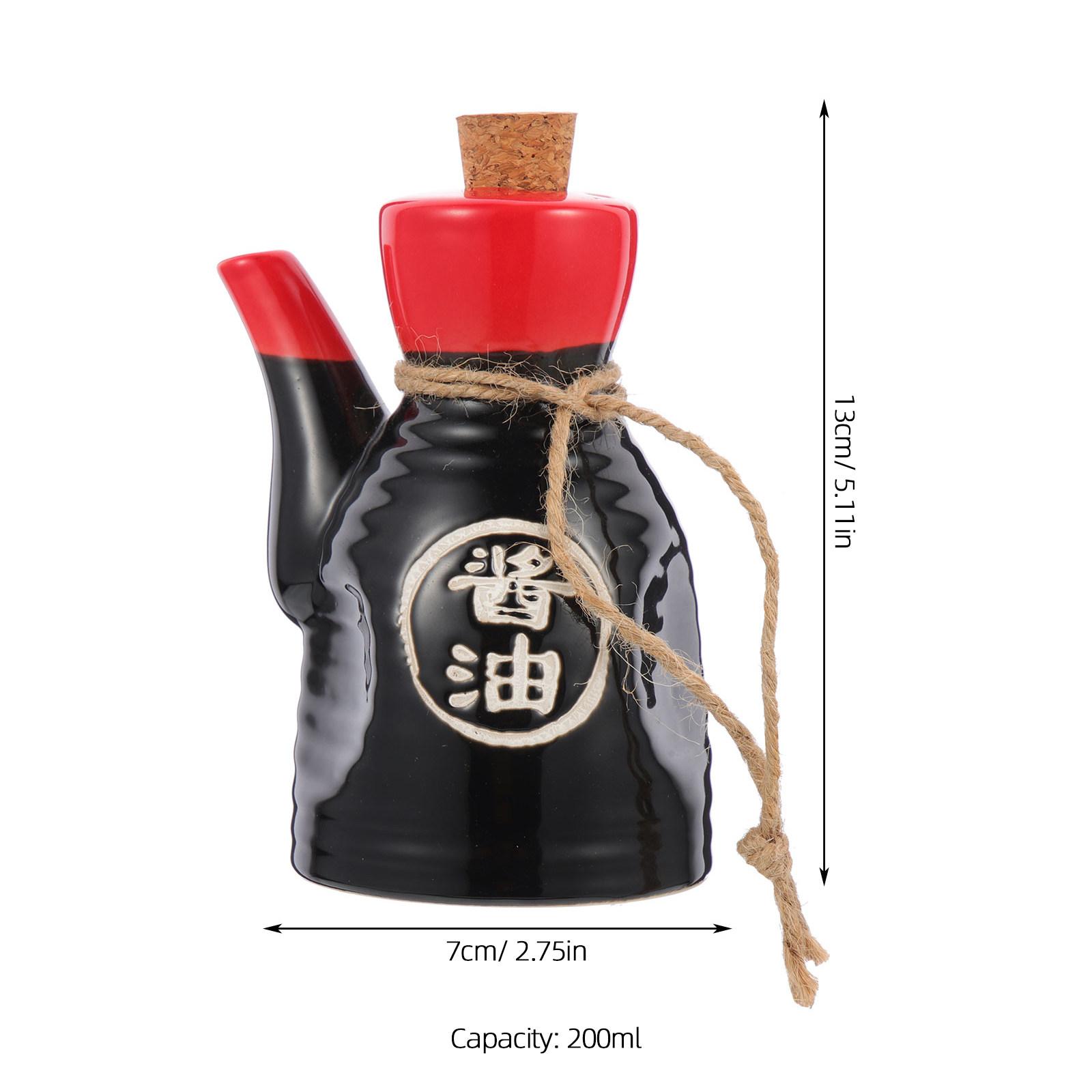 Ceramic Soy Sauce Dispenser Japanese Style Vinegar Jar Oil Bottle Kitchen Condiment Pot Seasoning Container Sushi Restaurant чёрный