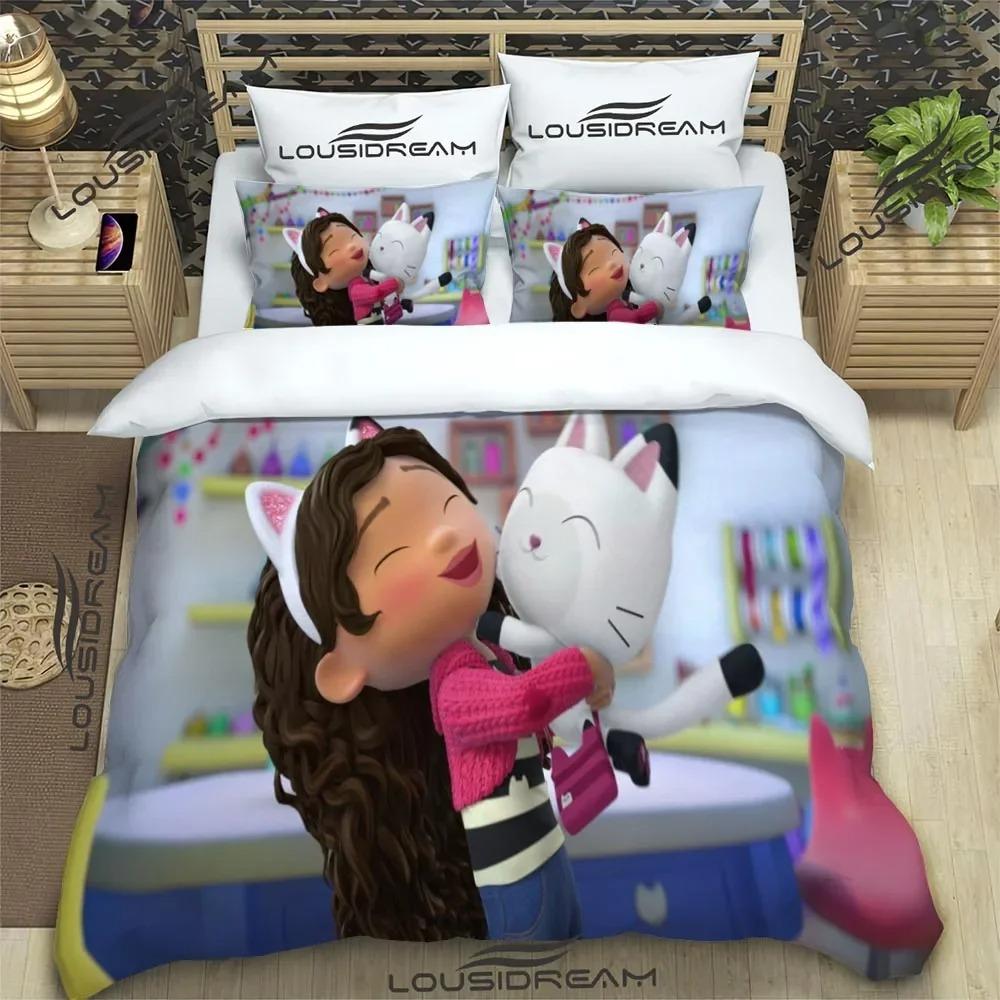 Cartoon Gabby'S Dollhouse Bedding Set For Bedroom Soft Bedspreads For Bed Linen Comefortable Duvet Cover Quilt And Pillowcase