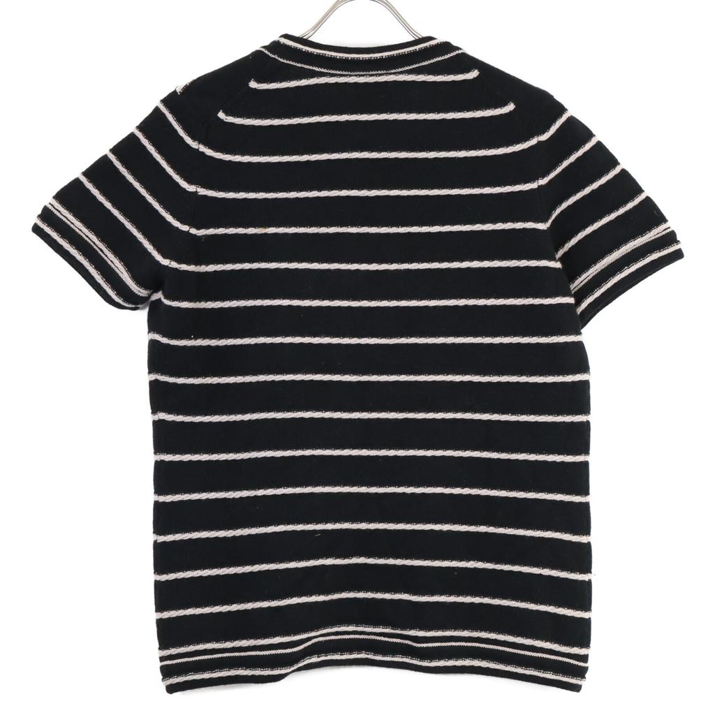 Chanel [Excellent Condition] P37442K02435 Striped Cashmere 100% Short Sleeve Knit Tops 38 blackUsed