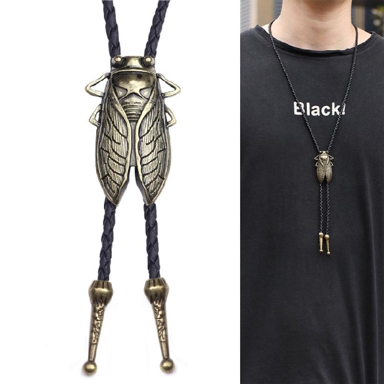 Bolo Tie for Men Western Cowboy Style Necktie with Carved Cicada Buckle Decors