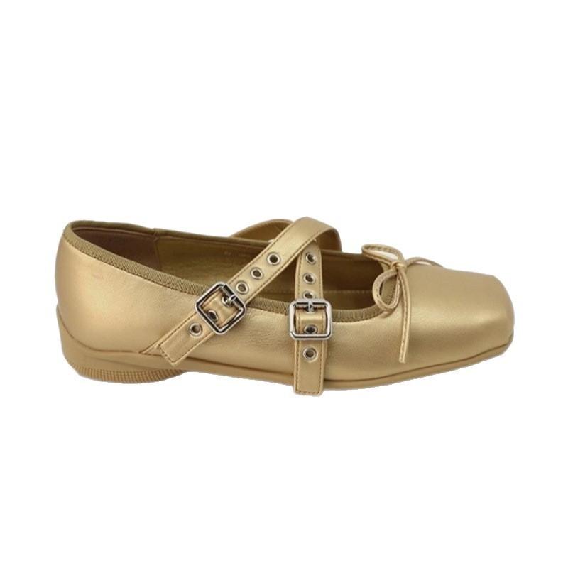 [Su Yinyin] Berlin Little Ballet~ Pig Nose Bow Cross Strap Functional Ballet Single Shoes Female Mary Jane