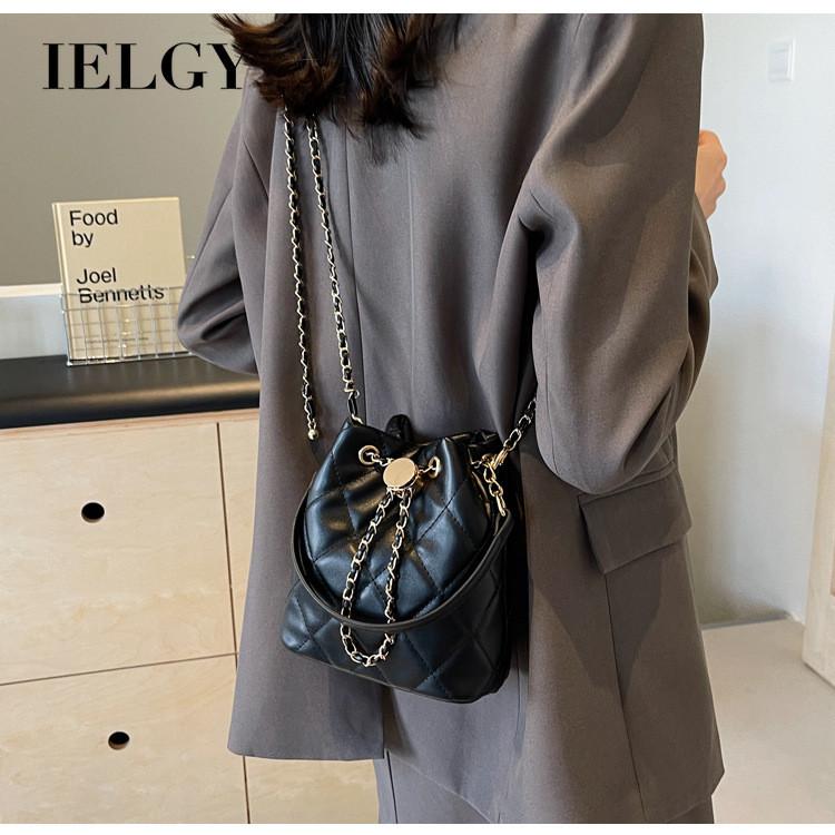 IELGY Diamond Chain Bag Fashionable All-Match High-End Sense One-Shoulder Messenger Bucket