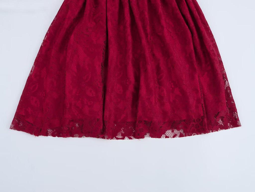 2025 Spring Women's European & American Style Lace Puff Sleeve Dress