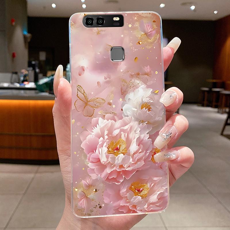 For Huawei P9 EVA-L29 L09 Case Huawei P9 Plus VIE-L29 L09 Cover Clear Luxury Fashion Butterfly Flowers Soft Silicone Phone Case