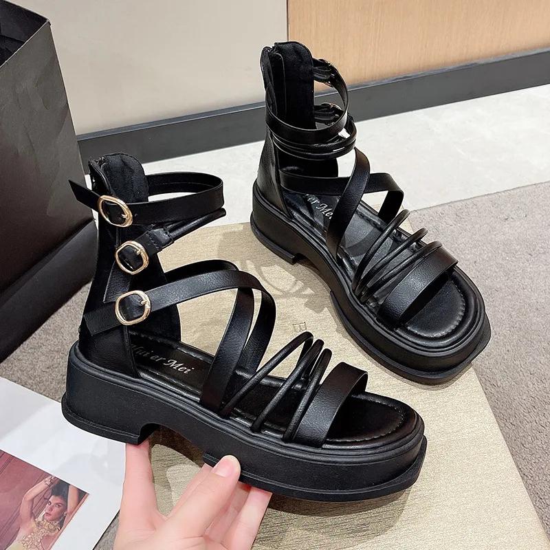 Women's Sandalias Fashion Summer Cool Boots Outdoor Non Slip Platform Sandals Leisure Beach Sandals for Women Roman Cool Booties