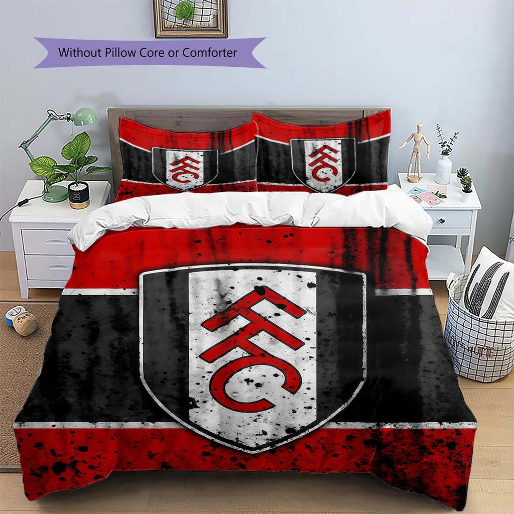 Fulham FC Pattern Bedding Quilt Set Home Decoration Gift (1 * duvet cover + 2 * pillowcase without core)