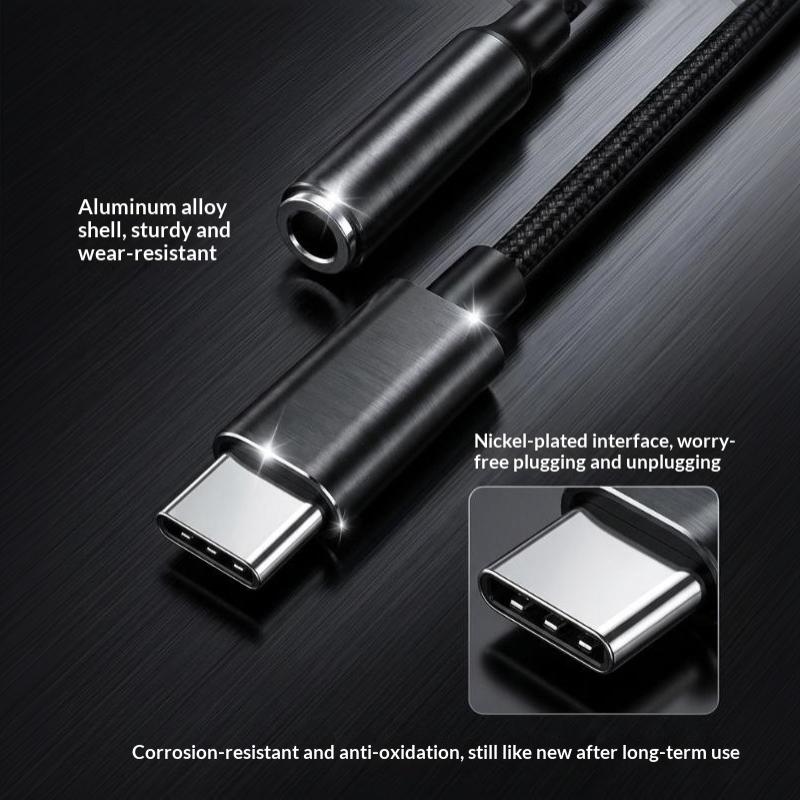 Type C to 3.5mm Jack Audio Adapter Universal Fit HiFi Stereo Sound for Car Headset Wired Earphone Use