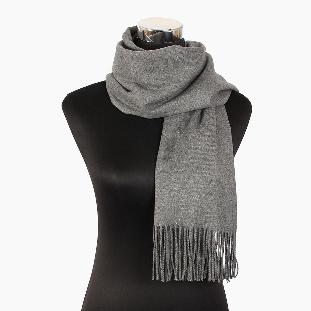 Cashmere Basic Muffler Dark Gray Plain Winter Scarf