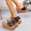 Sequin Bow Platform Sandals for Women 2025 Summer New Arrival Plus Size Thick Sole Strappy Sandals