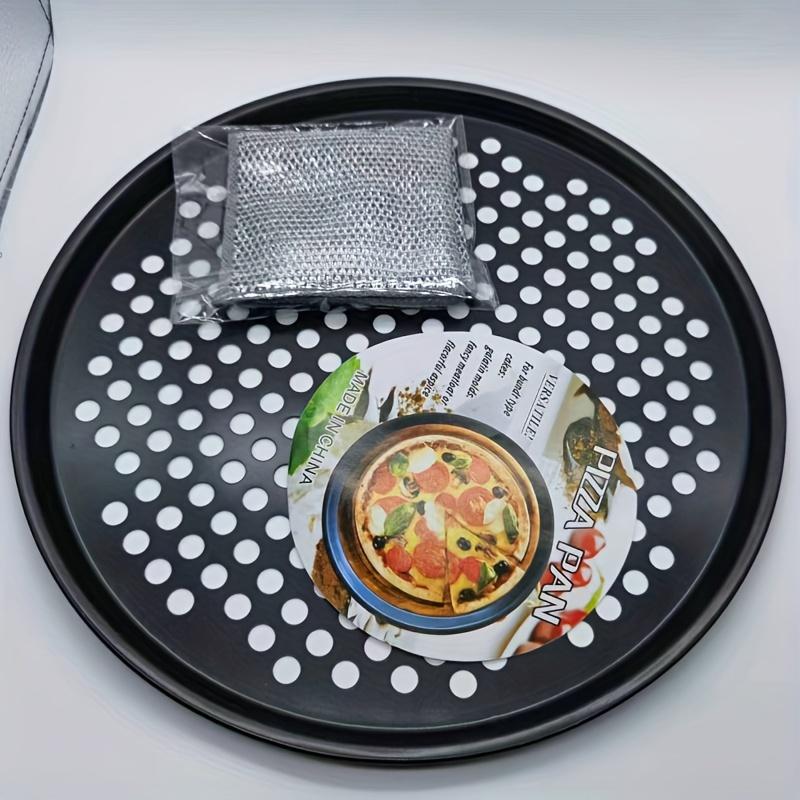 1PCS Carbon Steel Perforated Pizza Pan with Holes Oven-Safe Baking Sheet Grill Tray for Cheese Roasting Kitchen/Restaurant Use