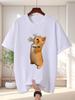 Unisex T Shirt Saluting Orange Cat Graphic Tee Funny Pet Print Short Sleeve O Neck Loose Casual Tops Summer Streetwear