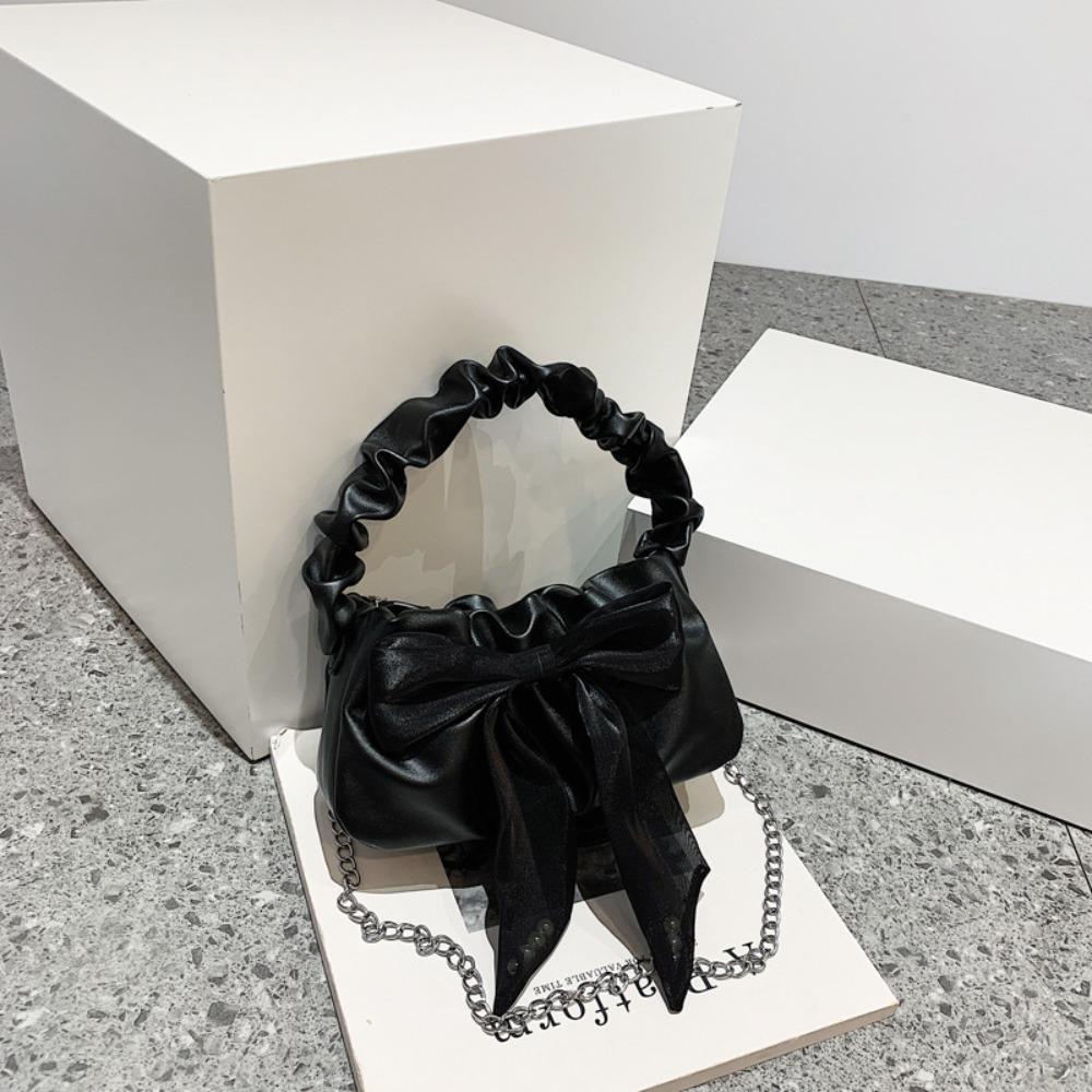 

Мини Плиссированная Сумка-Тоут Металлическая Цепочка INS Сумка Через Плечо Модная Сумка Под Мышку Сумка для Хранения чёрный