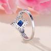 Charm Female Blue White Square Round Zircon Stone Ring CopperColor Dainty Gift Party Wedding Jewelry For Women