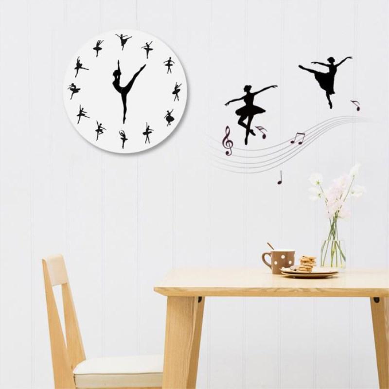 Acrylic Mirror Ballerina Wall Clock for Living Room/Bedroom DIY Decor