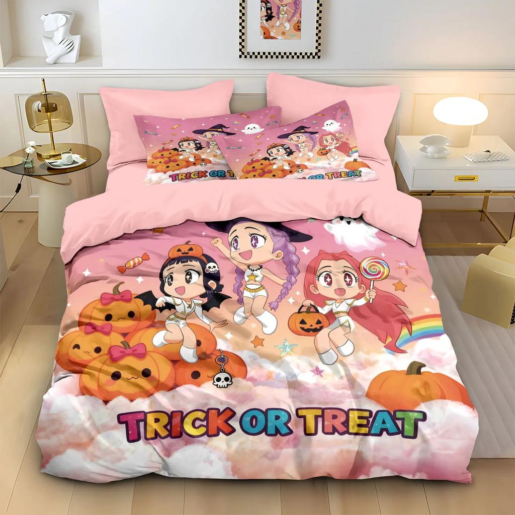 3Pcs Kpop Demon Hunters Bedding Set Kpop Fans Gift Christmas Duvet Cover Pillowcases Ultimate Comfortable Christmas Decoration