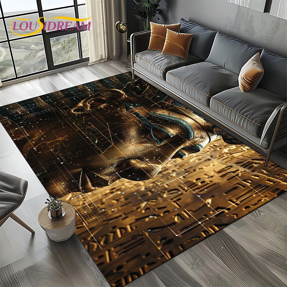 Ancient Egypt Death Anubis Pharaoh Horus Mythology Carpet Rug for Living Room Bedroom Home Sofa,Area Rug Non-slip Floor Mat