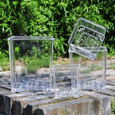 Entwässerungsloch Acryl Pflanztopf Transparenter Werkstoff Quadratischer Blumentopf Zimmerpflanzen